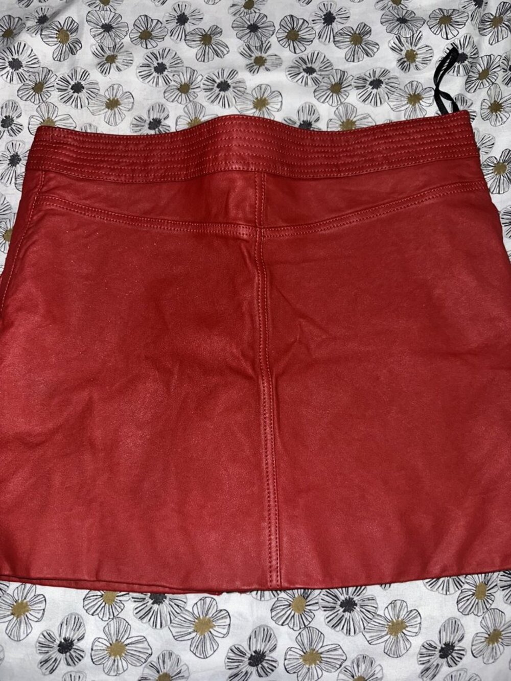 "Lab" Red Faux Leather Mini Skirt, Sz 14